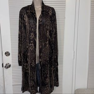 Graver Suzan Graver Long  Metallic Gold Floral Cardigan